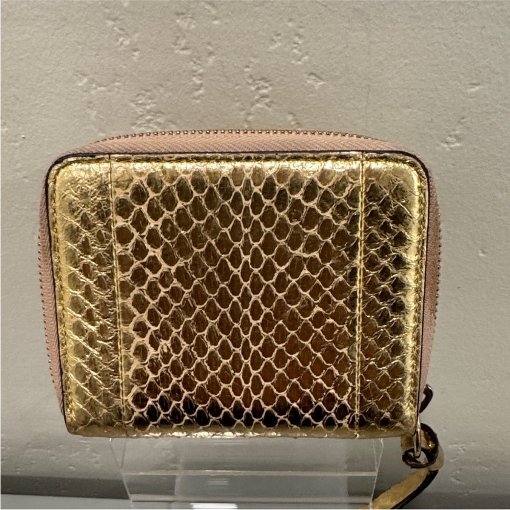 Jimmy Choo Regina Metallic Gold Python Leather Wallet - Picture 2 of 8